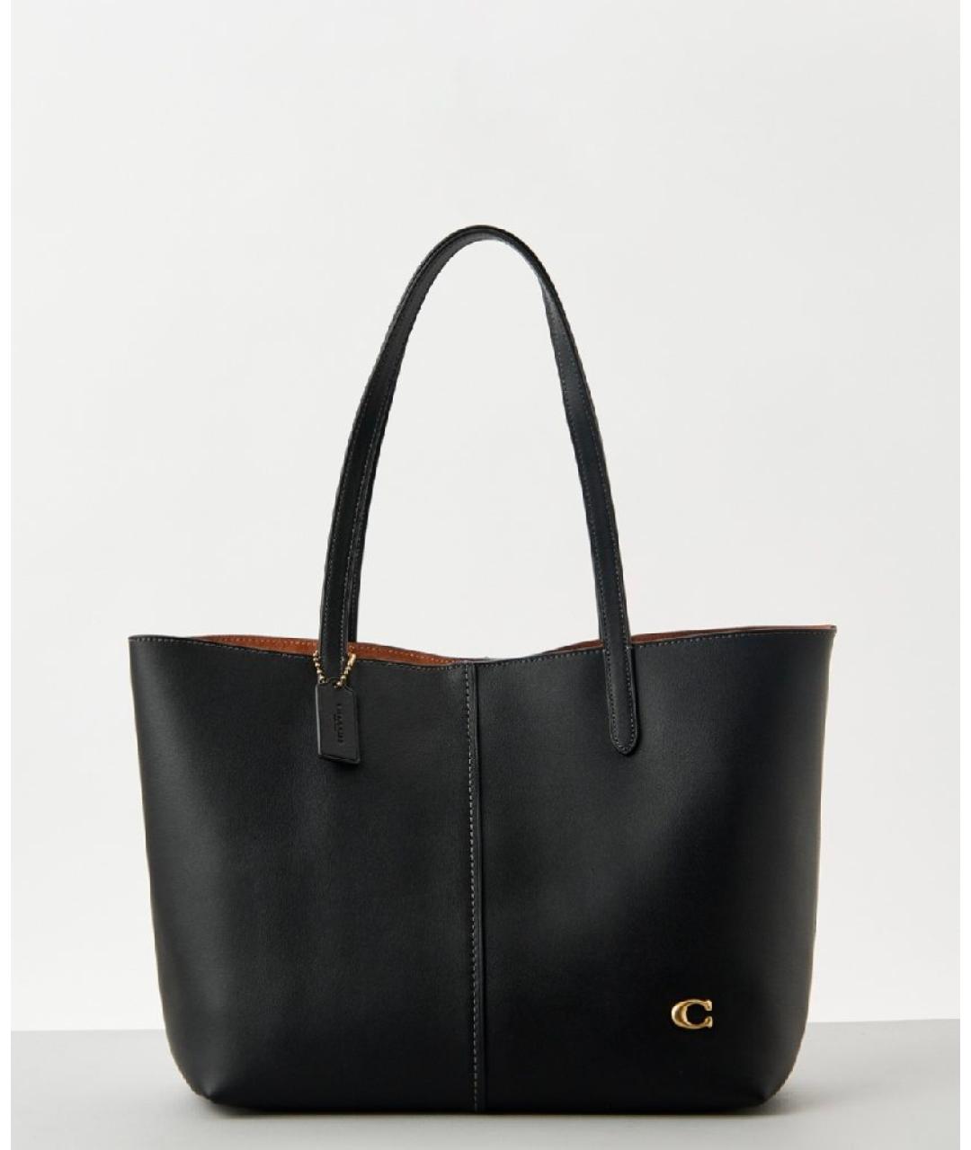 COACH Черная кожаная сумка тоут, фото 10