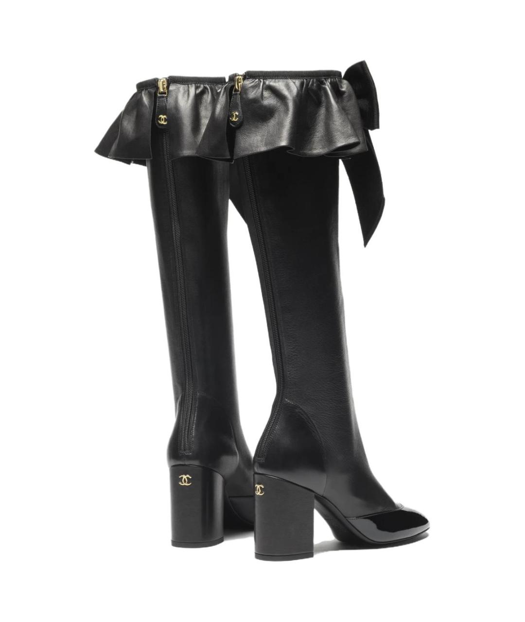 CHANEL Черные кожаные сапоги, фото 4