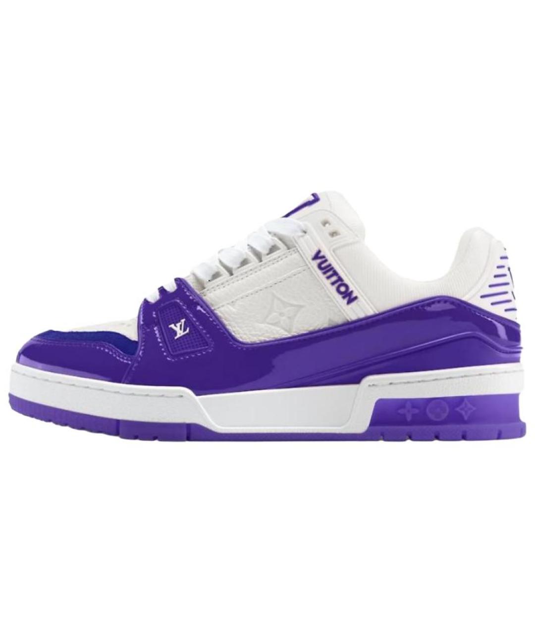 LOUIS VUITTON Фиолетовые кожаные низкие кроссовки / кеды, фото 2