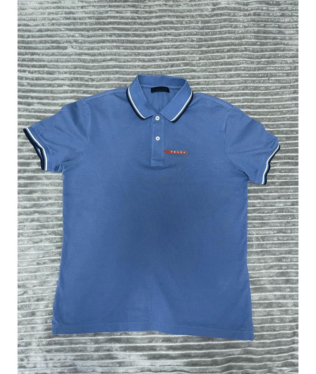 PRADA Голубое хлопковое поло с коротким рукавом, фото 2
