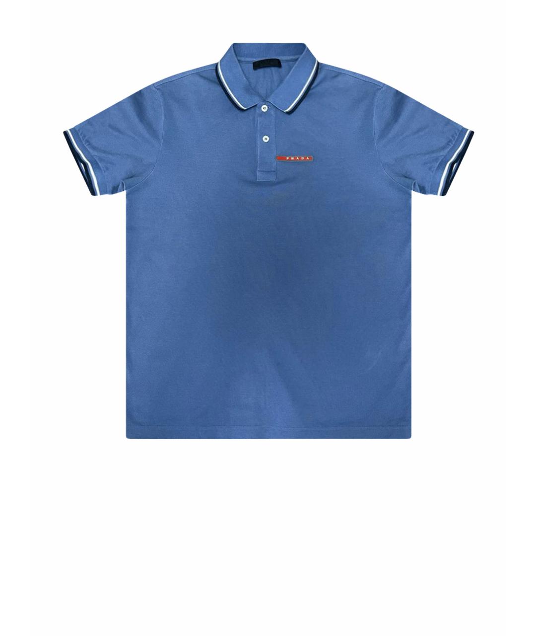 PRADA Голубое хлопковое поло с коротким рукавом, фото 1