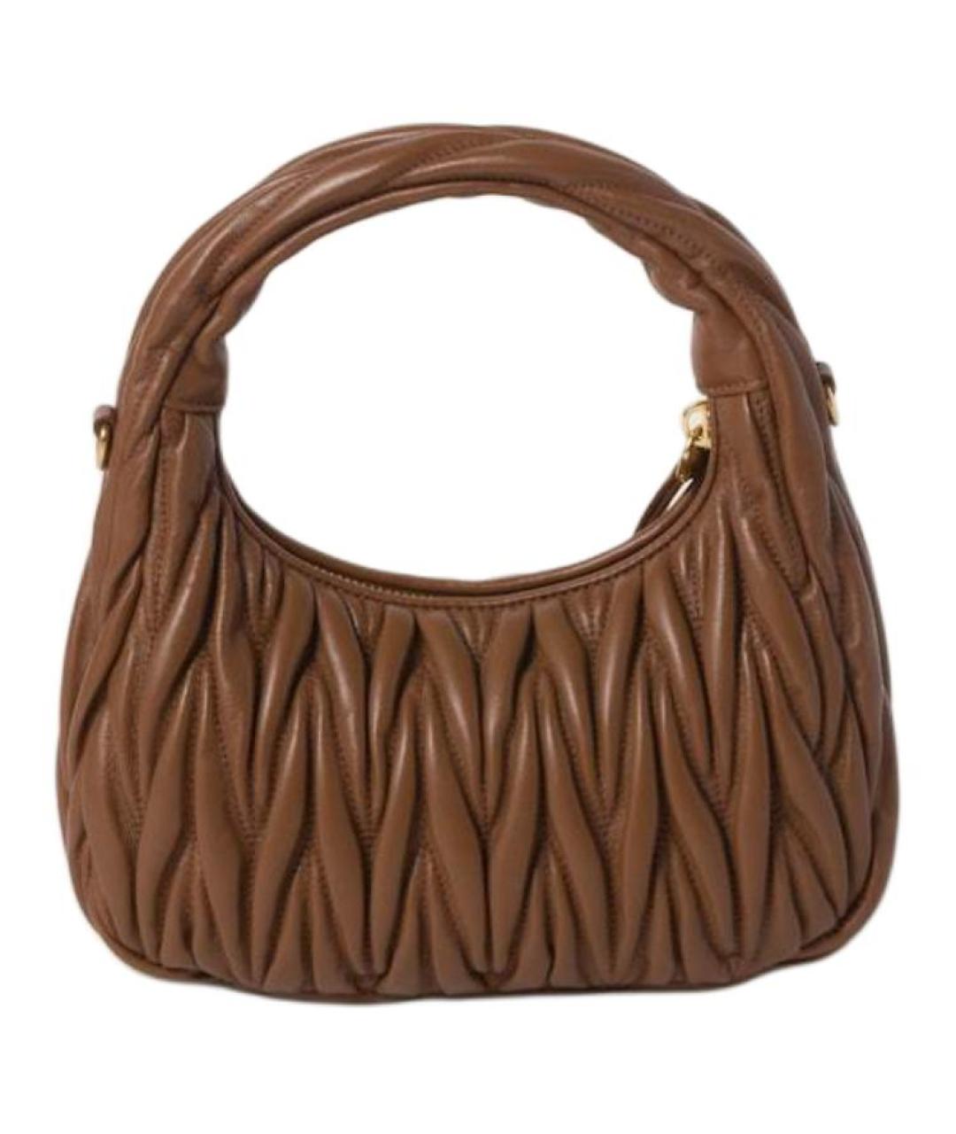 MIU MIU Коричневая кожаная сумка через плечо, фото 3