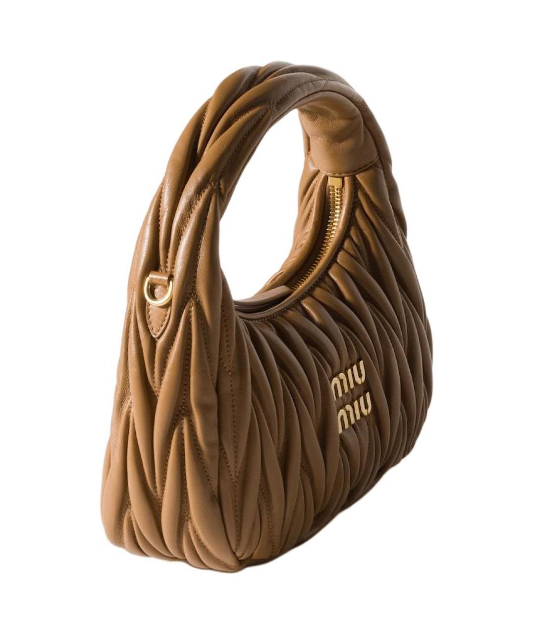 MIU MIU Коричневая кожаная сумка через плечо, фото 2