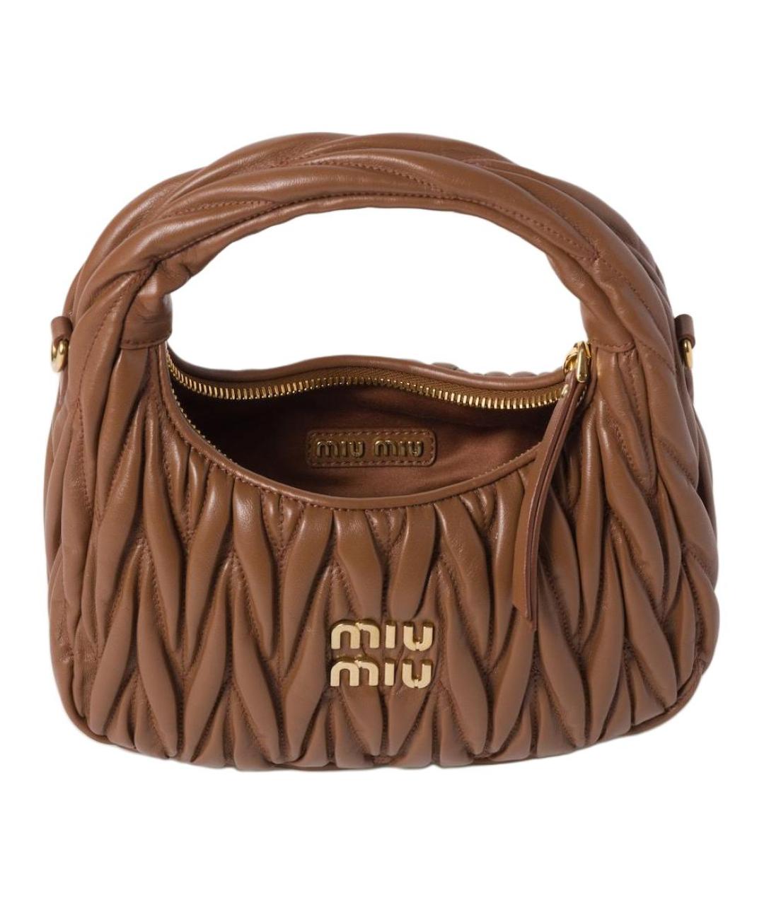MIU MIU Коричневая кожаная сумка через плечо, фото 4