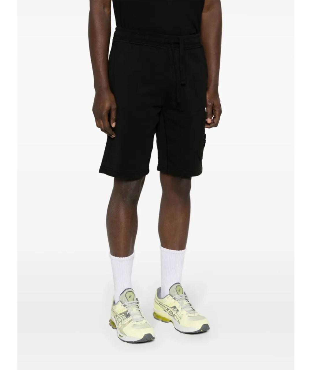 STONE ISLAND Черные хлопковые шорты, фото 3