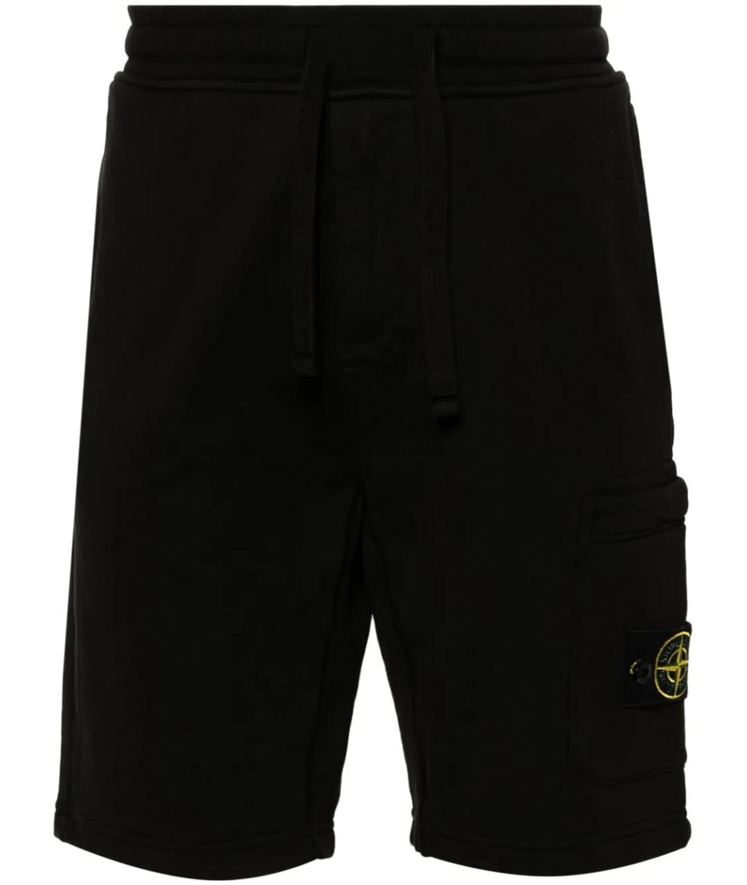 STONE ISLAND Черные хлопковые шорты, фото 1