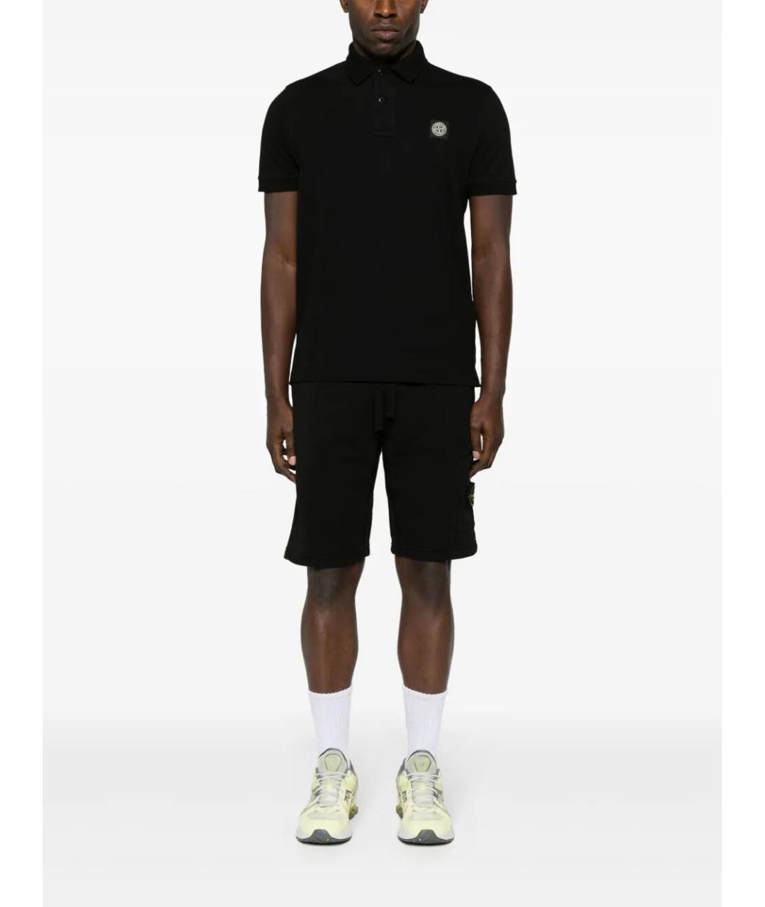 STONE ISLAND Черные хлопковые шорты, фото 2