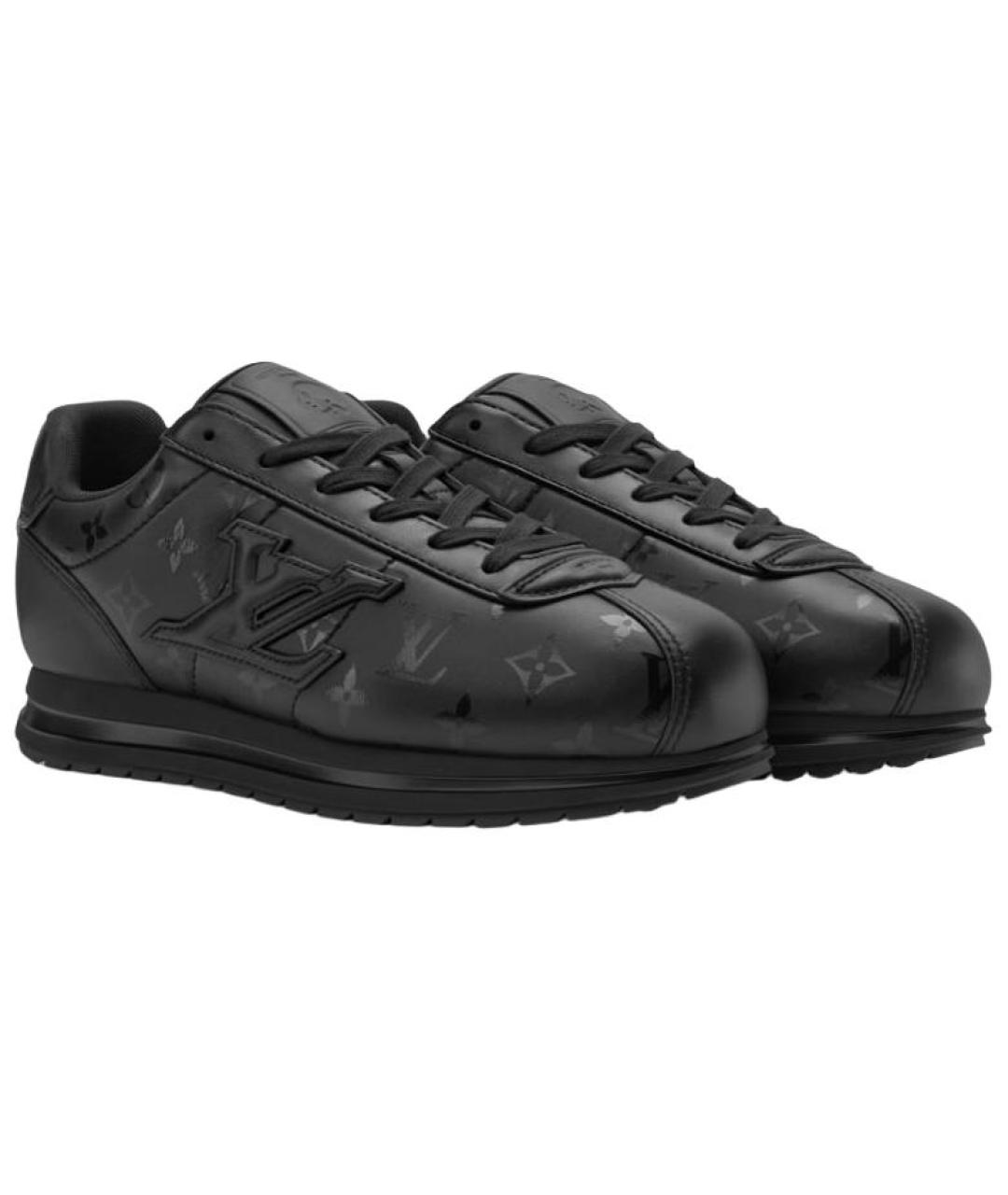 LOUIS VUITTON Черные кожаные низкие кроссовки / кеды, фото 3