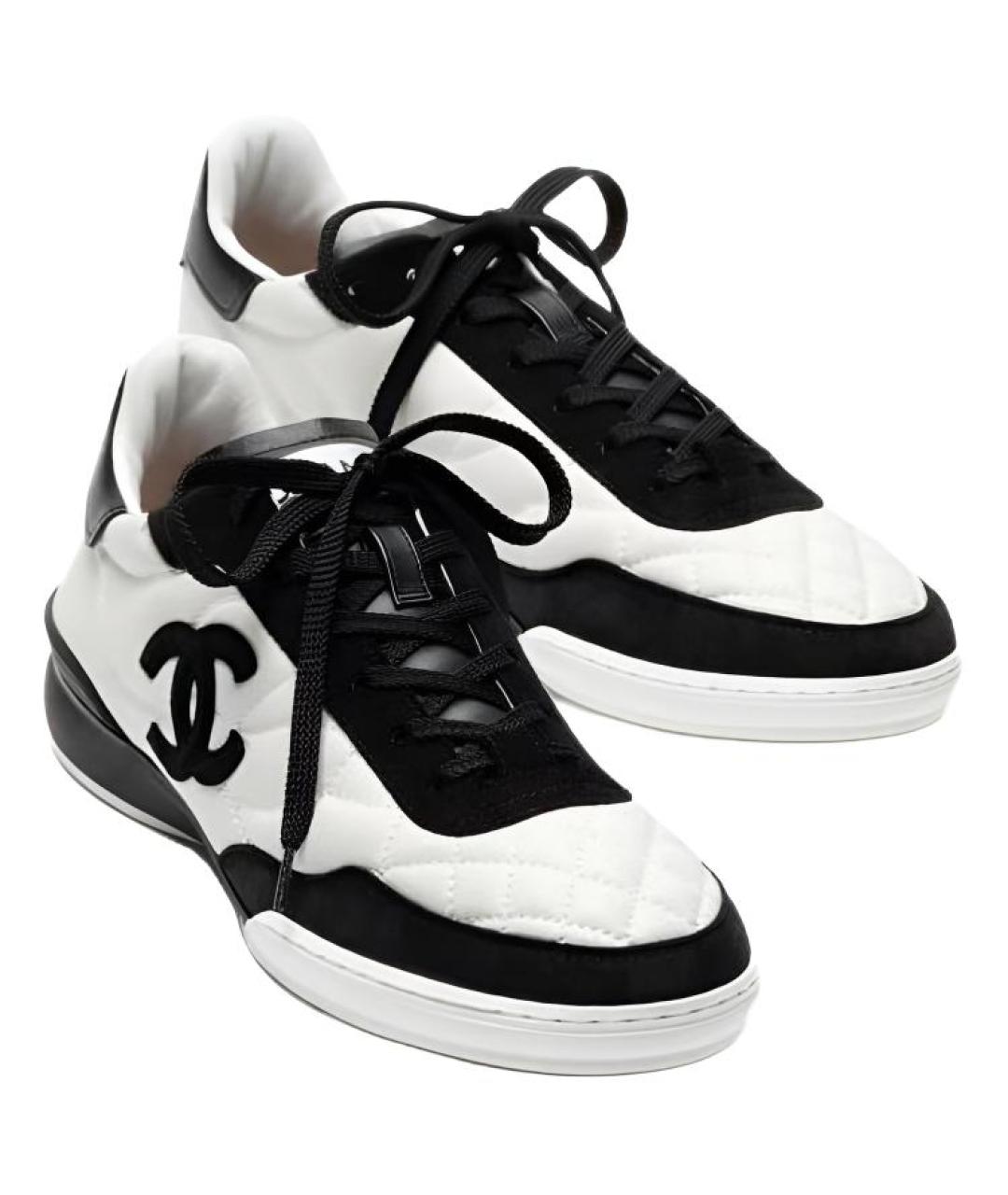 CHANEL Белые кожаные кроссовки, фото 3