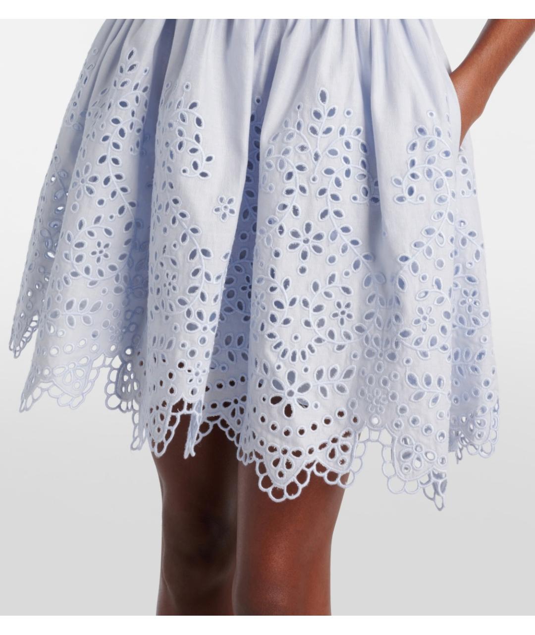 SELF-PORTRAIT Голубое льняное коктейльное платье, фото 5