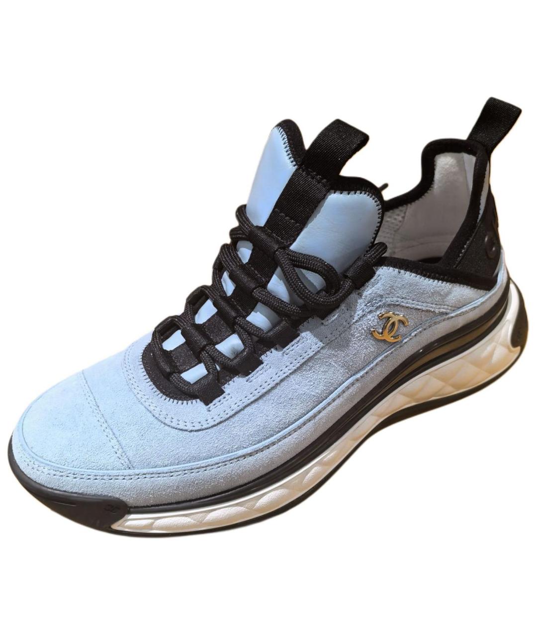 CHANEL Синие кожаные кроссовки, фото 3