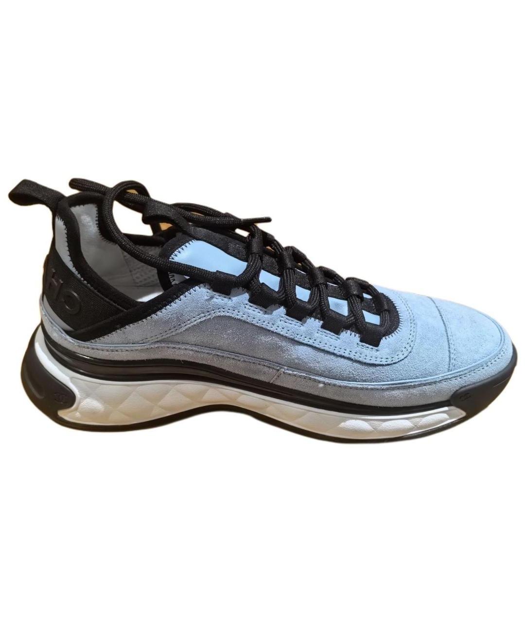 CHANEL Синие кожаные кроссовки, фото 1