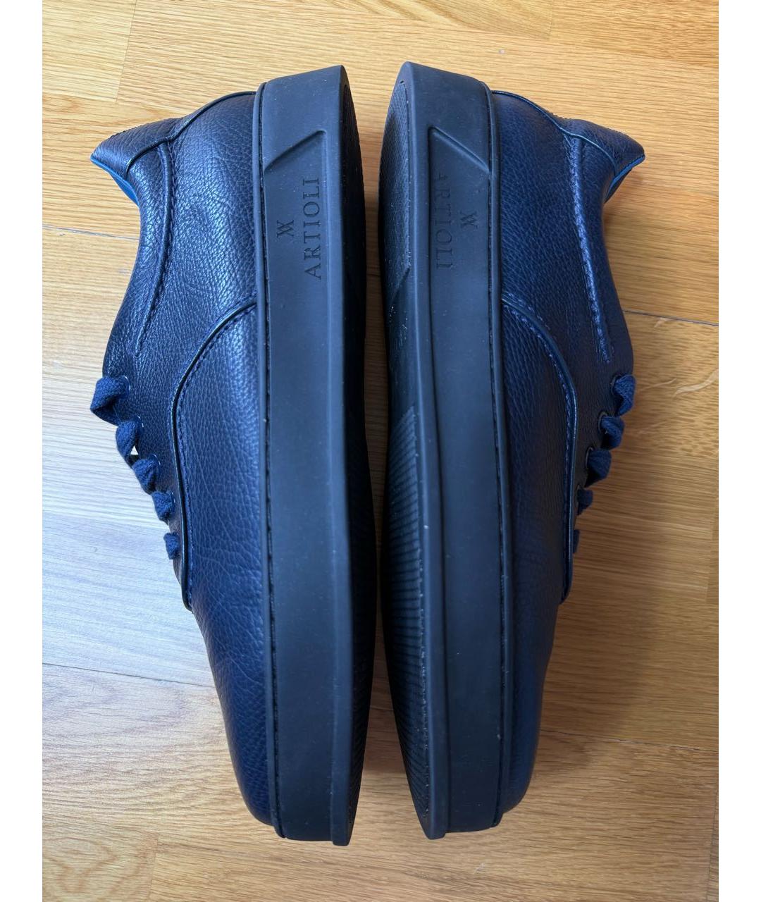 ARTIOLI Синие кожаные низкие кроссовки / кеды, фото 6