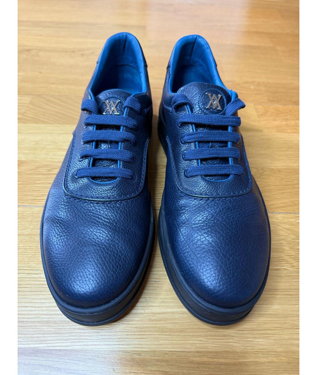 ARTIOLI Синие кожаные низкие кроссовки / кеды, фото 2