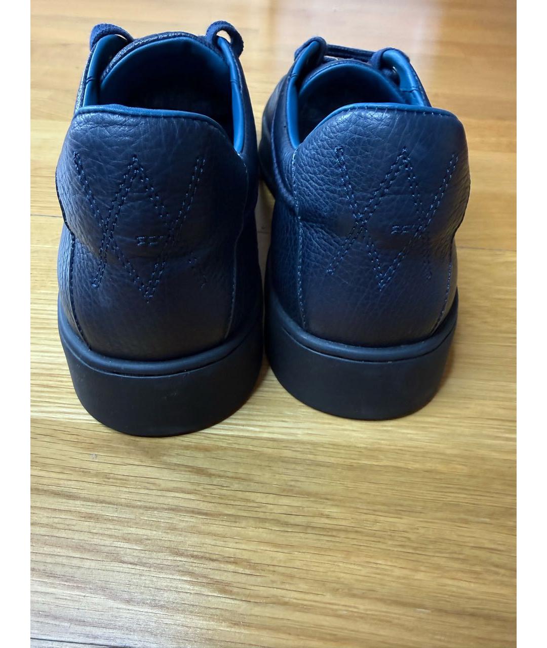 ARTIOLI Синие кожаные низкие кроссовки / кеды, фото 4