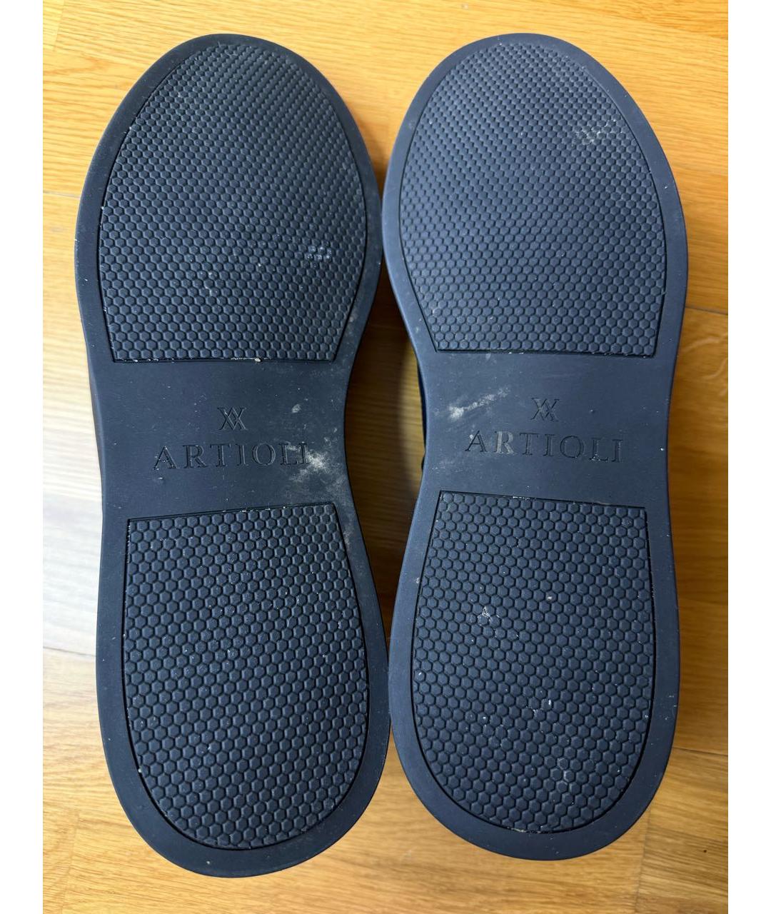 ARTIOLI Синие кожаные низкие кроссовки / кеды, фото 7