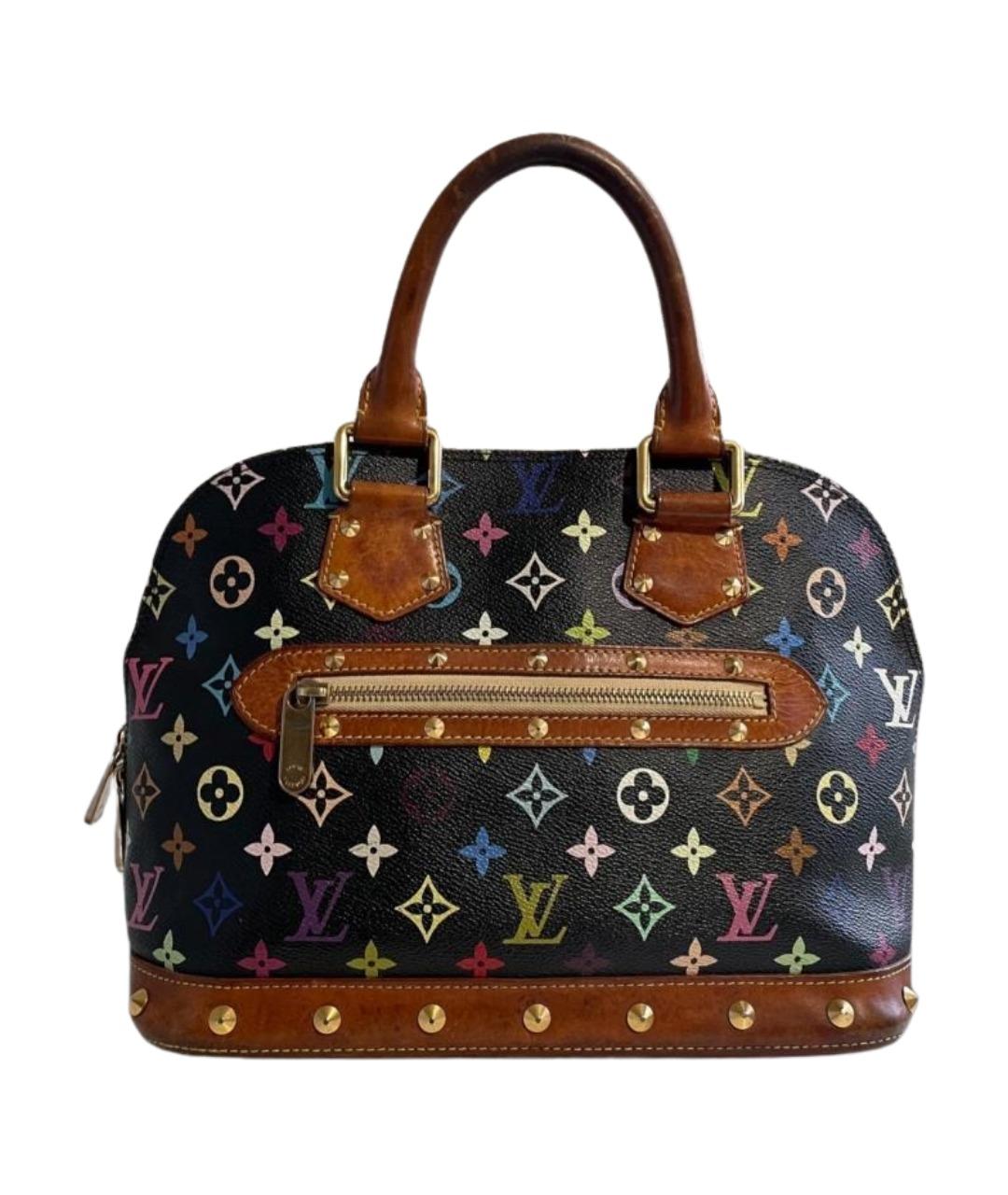 LOUIS VUITTON Черная кожаная сумка с короткими ручками, фото 1