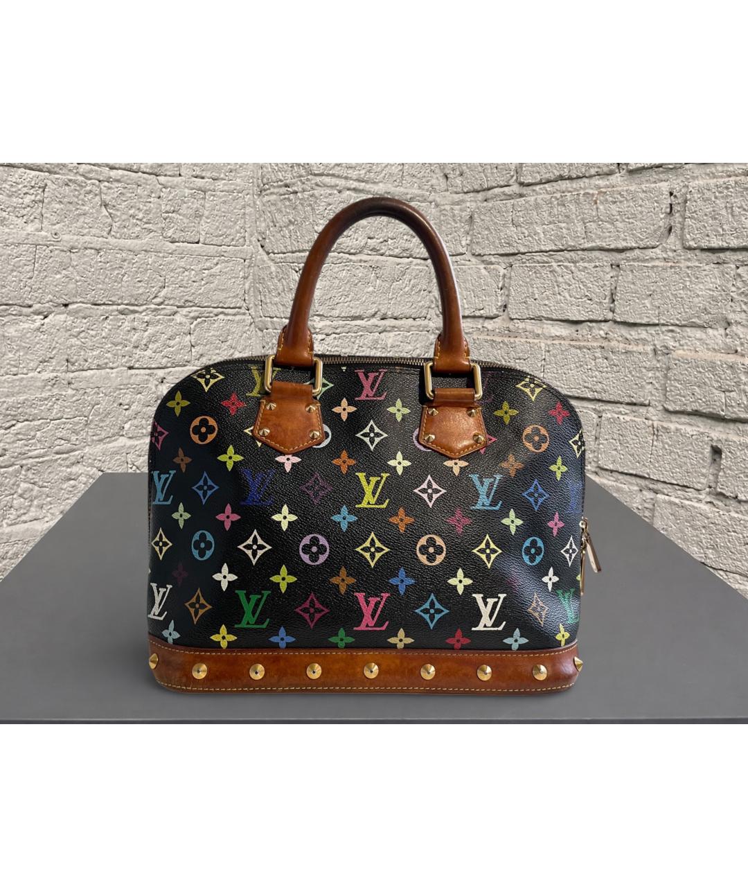 LOUIS VUITTON Черная кожаная сумка с короткими ручками, фото 3