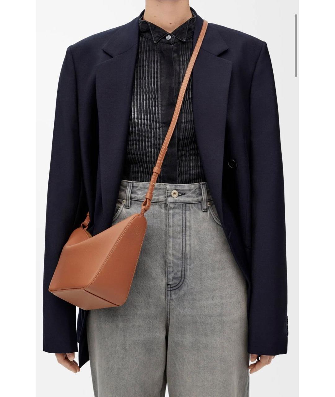 LOEWE Коричневая кожаная сумка с короткими ручками, фото 7