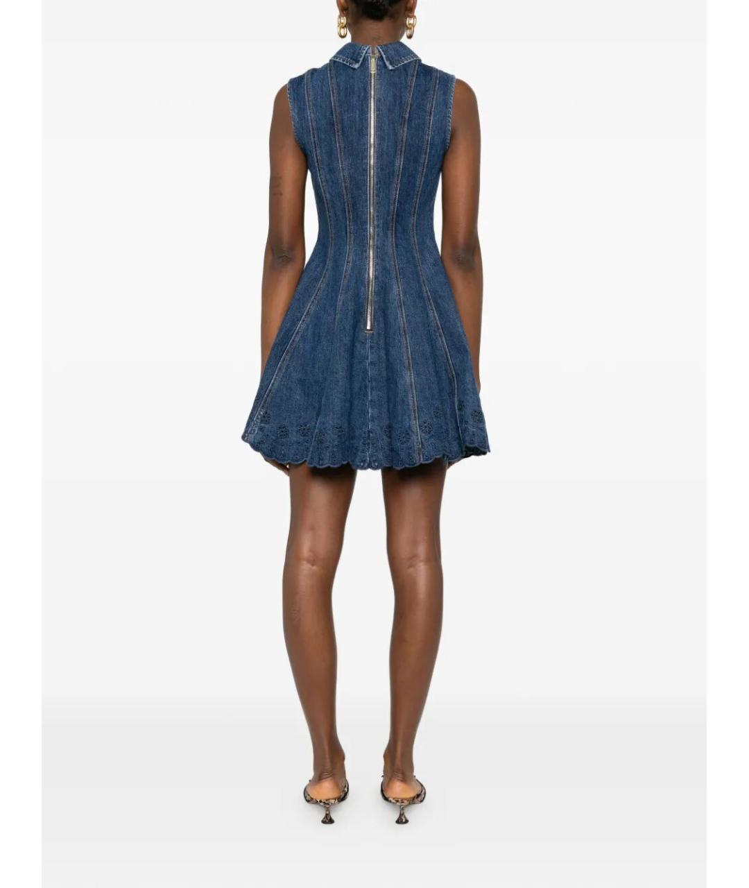SELF-PORTRAIT Синее хлопковое повседневное платье, фото 3