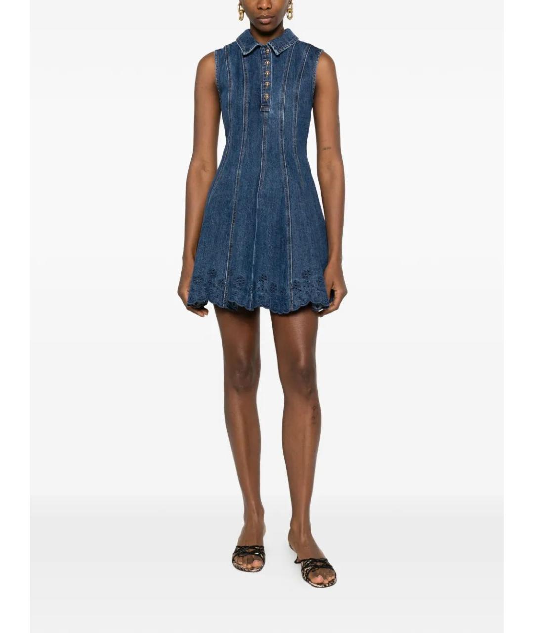 SELF-PORTRAIT Синее хлопковое повседневное платье, фото 2