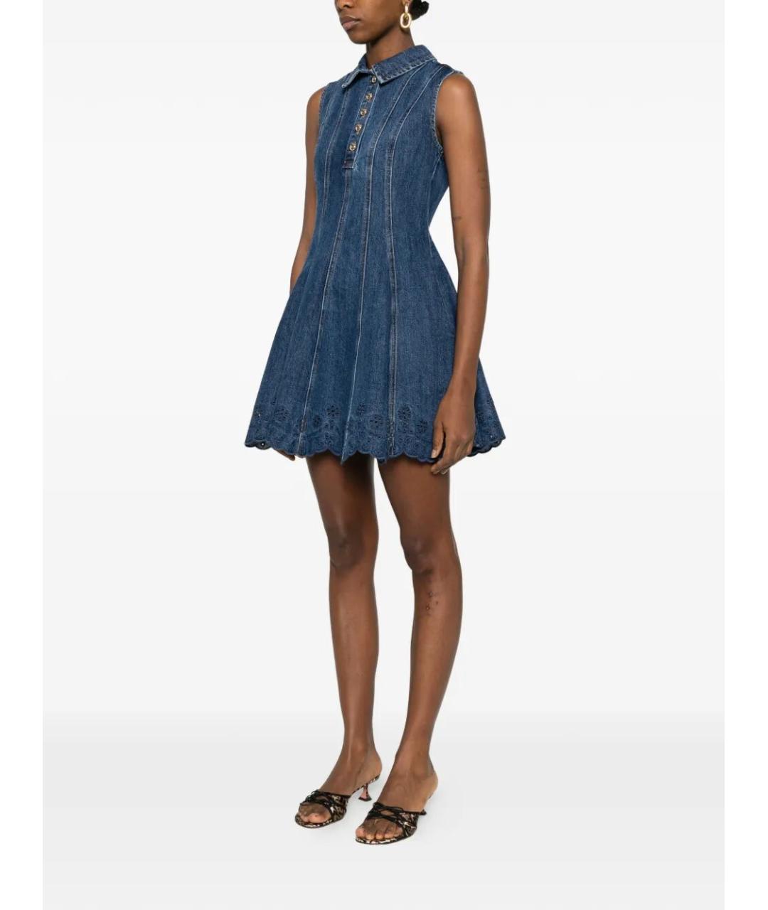 SELF-PORTRAIT Синее хлопковое повседневное платье, фото 5