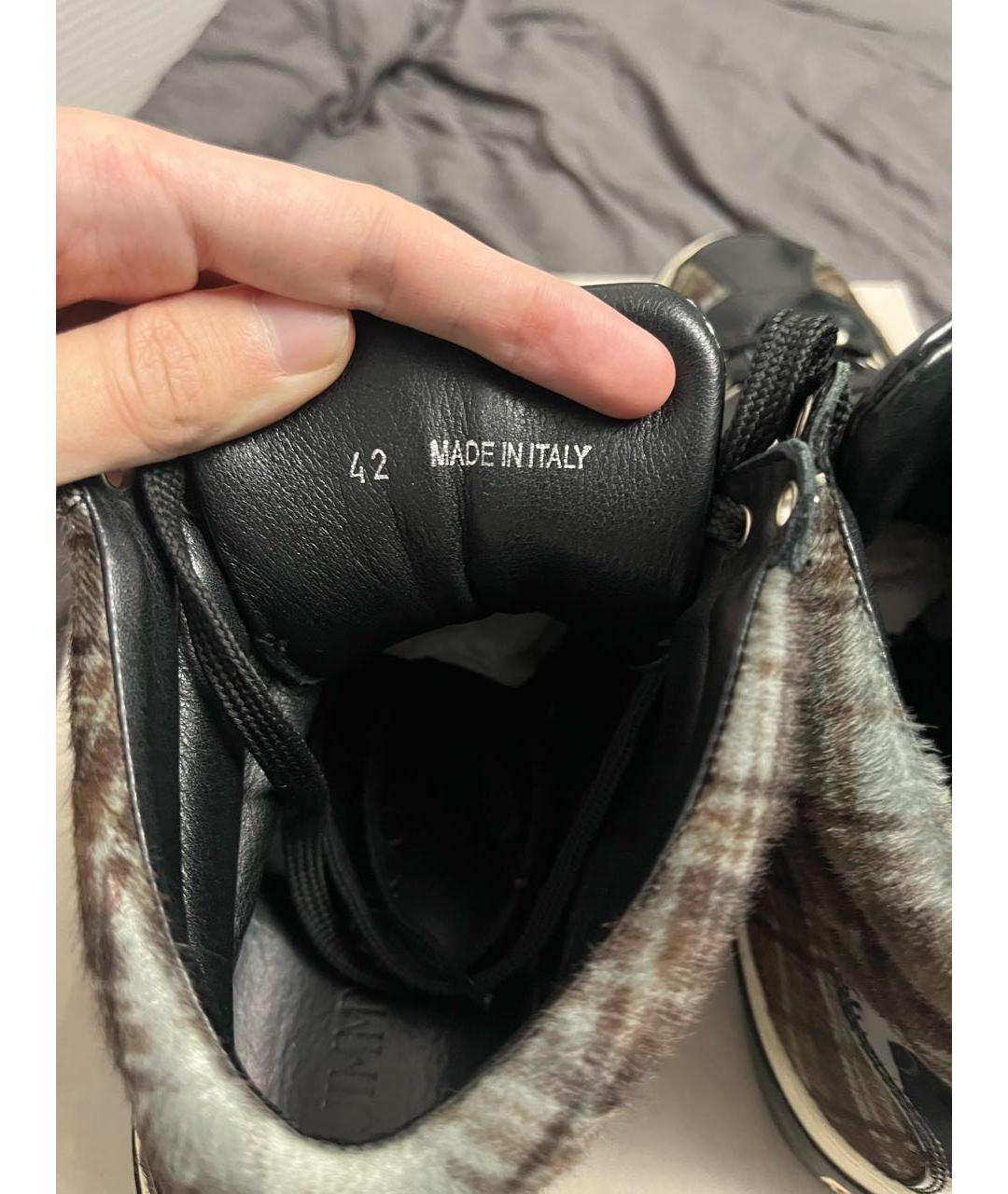 JIMMY CHOO Серые кожаные высокие кроссовки / кеды, фото 6