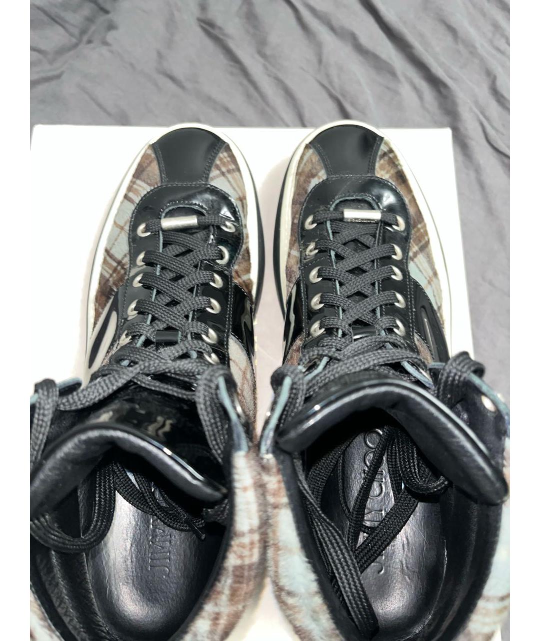 JIMMY CHOO Серые кожаные высокие кроссовки / кеды, фото 3