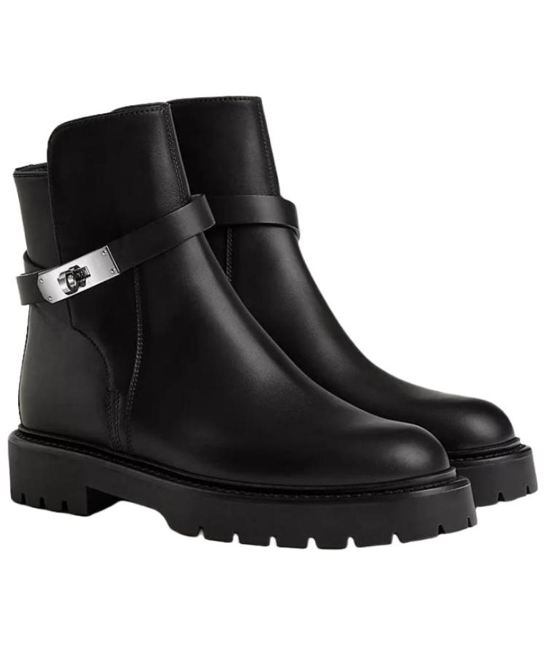 HERMES Черные кожаные ботинки, фото 3