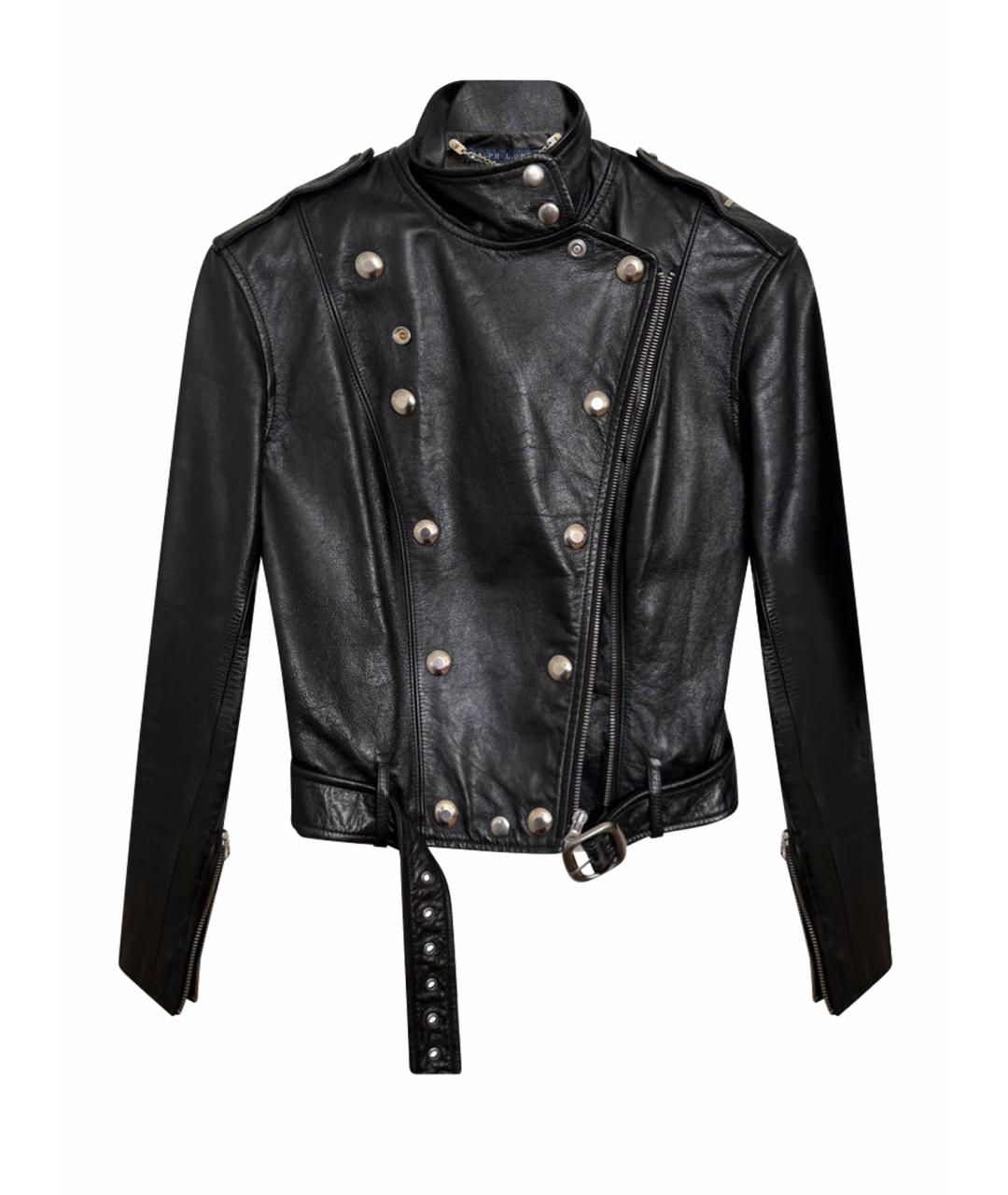 RALPH LAUREN Черная кожаная куртка, фото 1