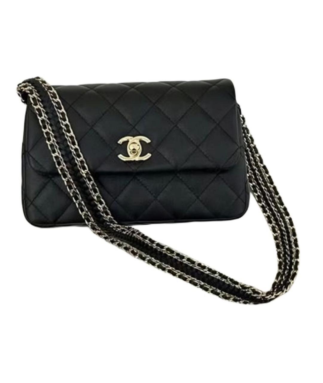 CHANEL Черная кожаная сумка через плечо, фото 4