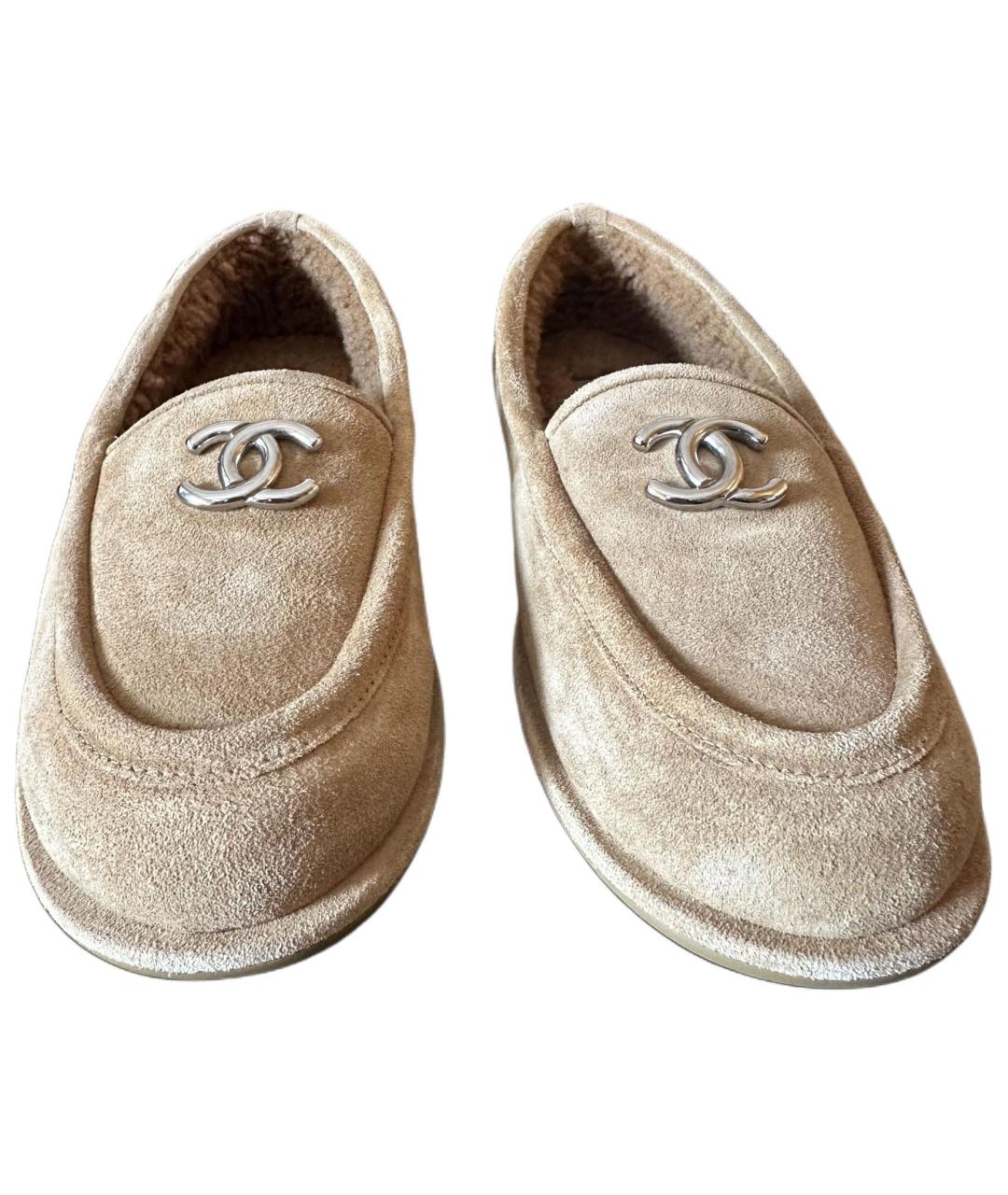 CHANEL Бежевые замшевые кроссовки, фото 3