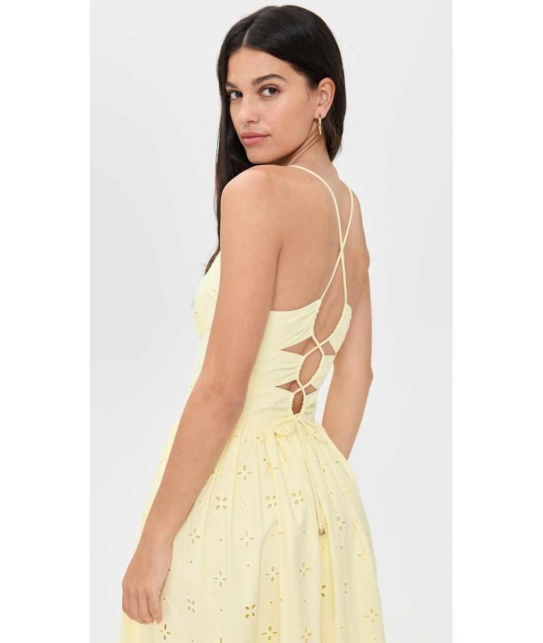 SELF-PORTRAIT Желтое хлопковое коктейльное платье, фото 5