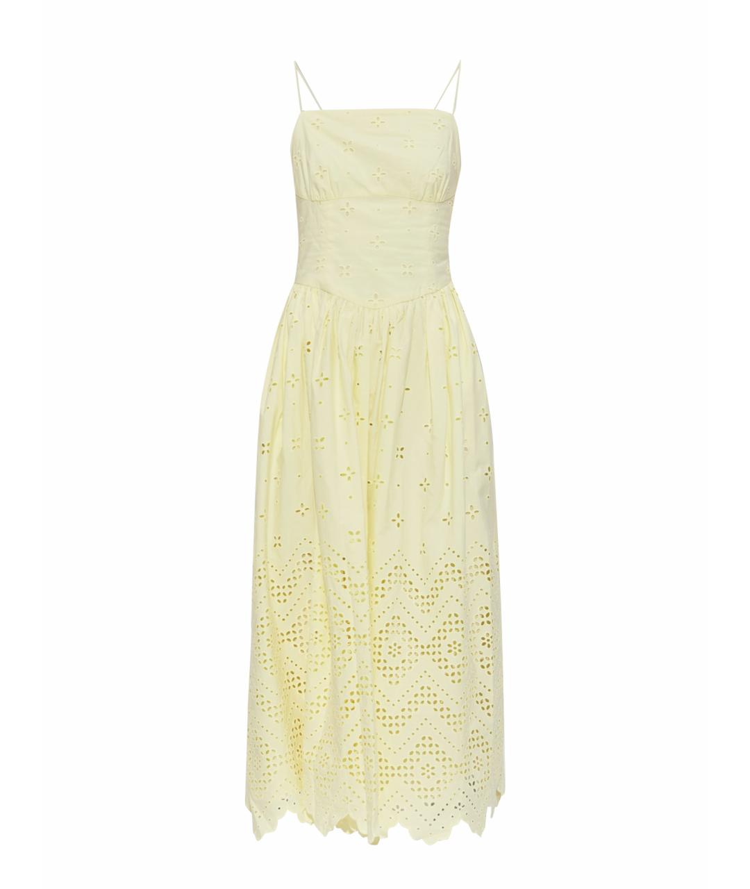 SELF-PORTRAIT Желтое хлопковое коктейльное платье, фото 1