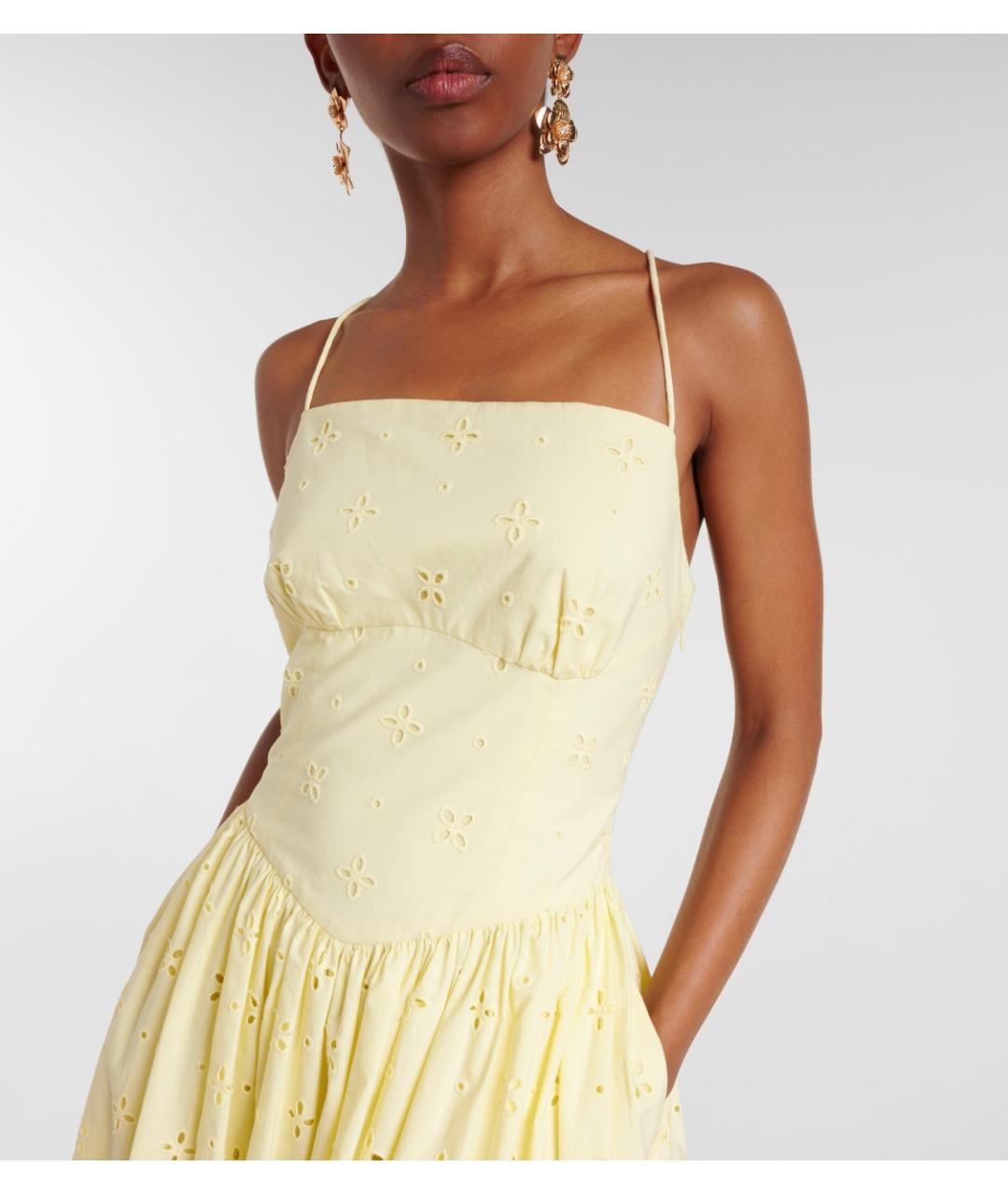 SELF-PORTRAIT Желтое хлопковое коктейльное платье, фото 9