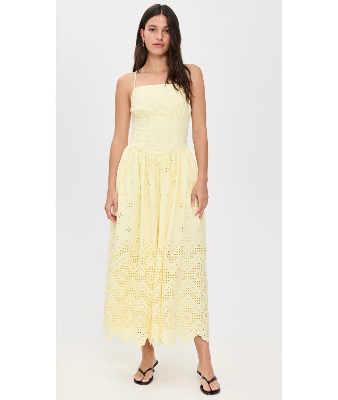 SELF-PORTRAIT Желтое хлопковое коктейльное платье, фото 3