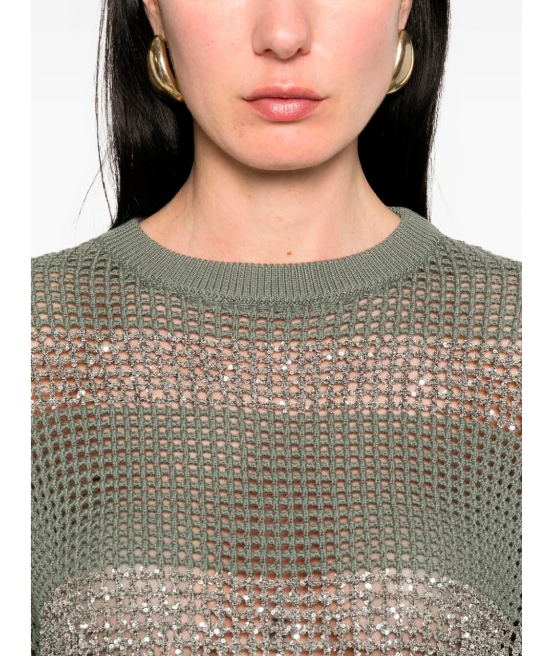 BRUNELLO CUCINELLI Зеленый хлопковый джемпер / свитер, фото 2
