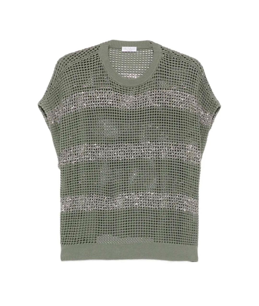 BRUNELLO CUCINELLI Зеленый хлопковый джемпер / свитер, фото 1