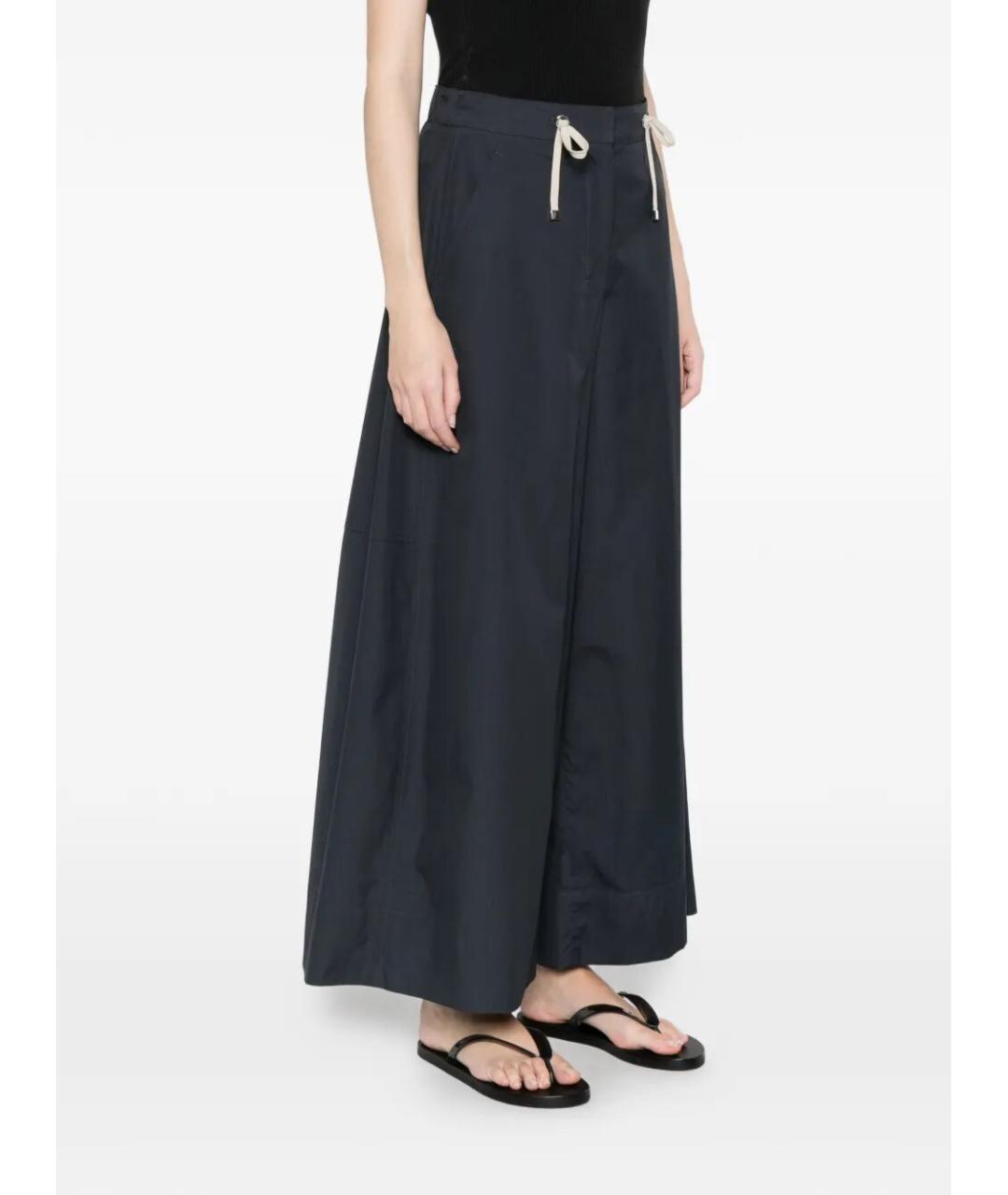 MAX MARA Темно-синие хлопковые прямые брюки, фото 4