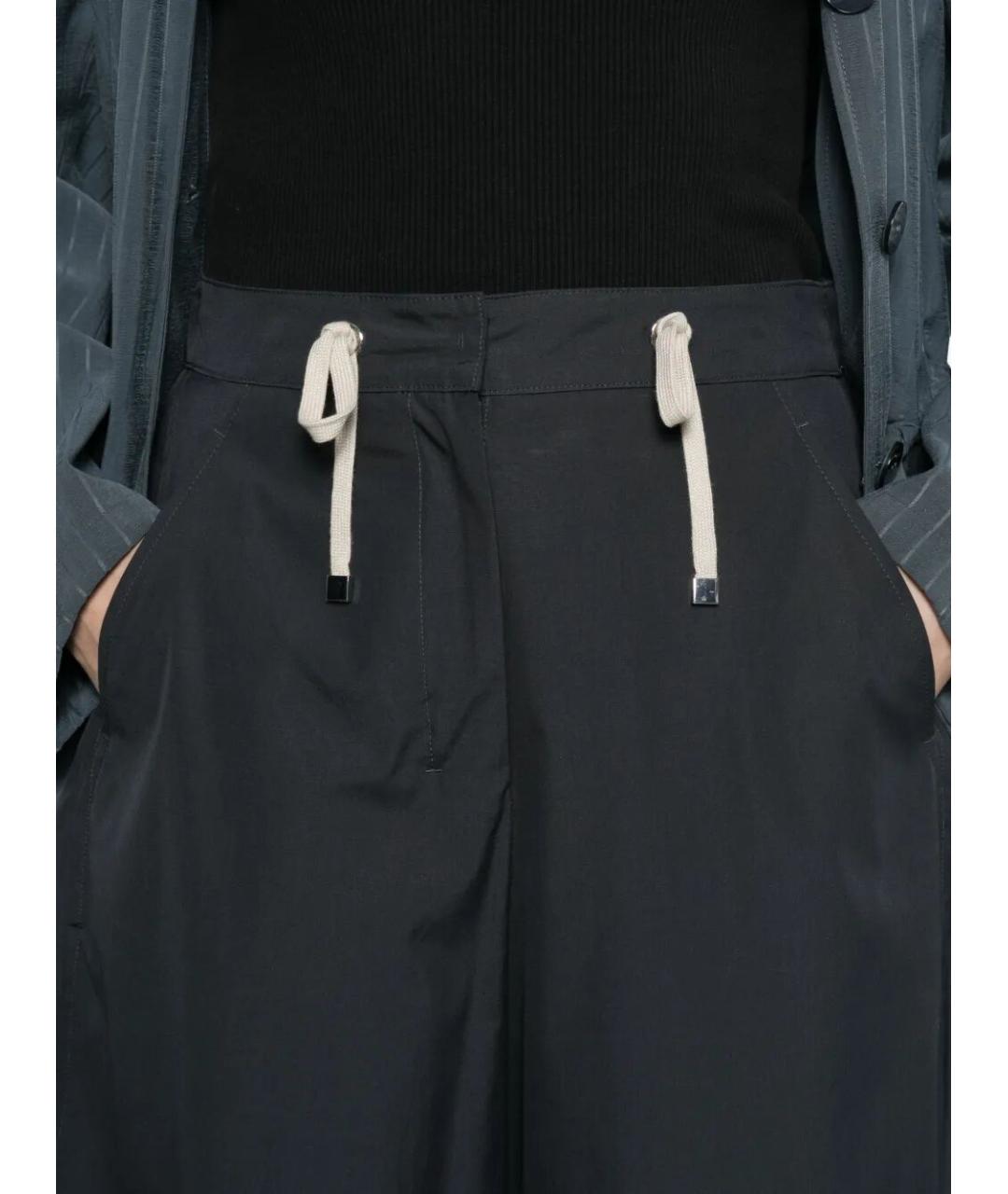 MAX MARA Темно-синие хлопковые прямые брюки, фото 5