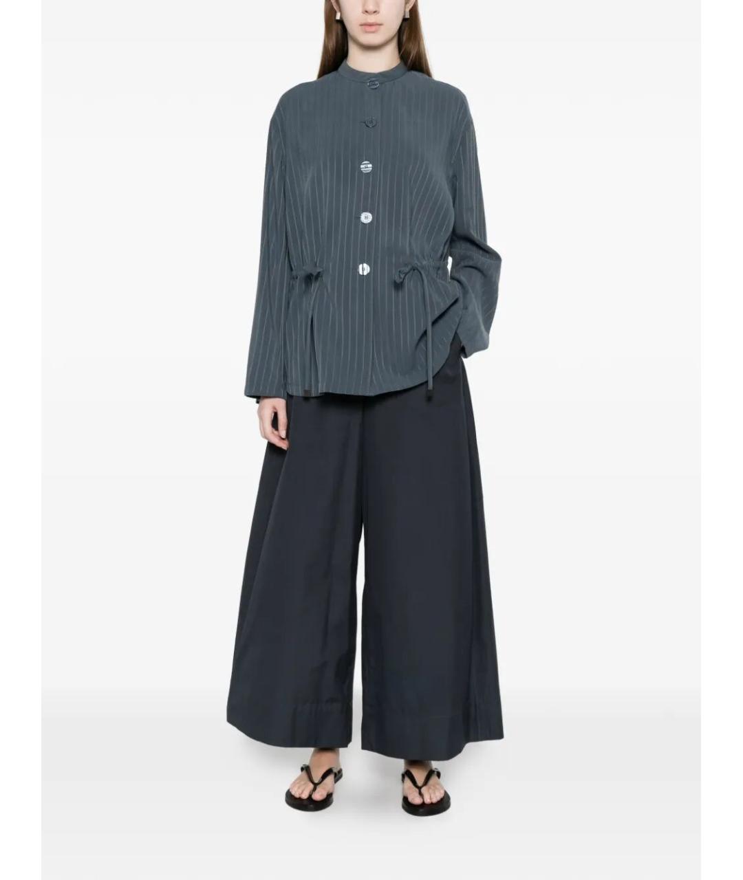 MAX MARA Темно-синие хлопковые прямые брюки, фото 2