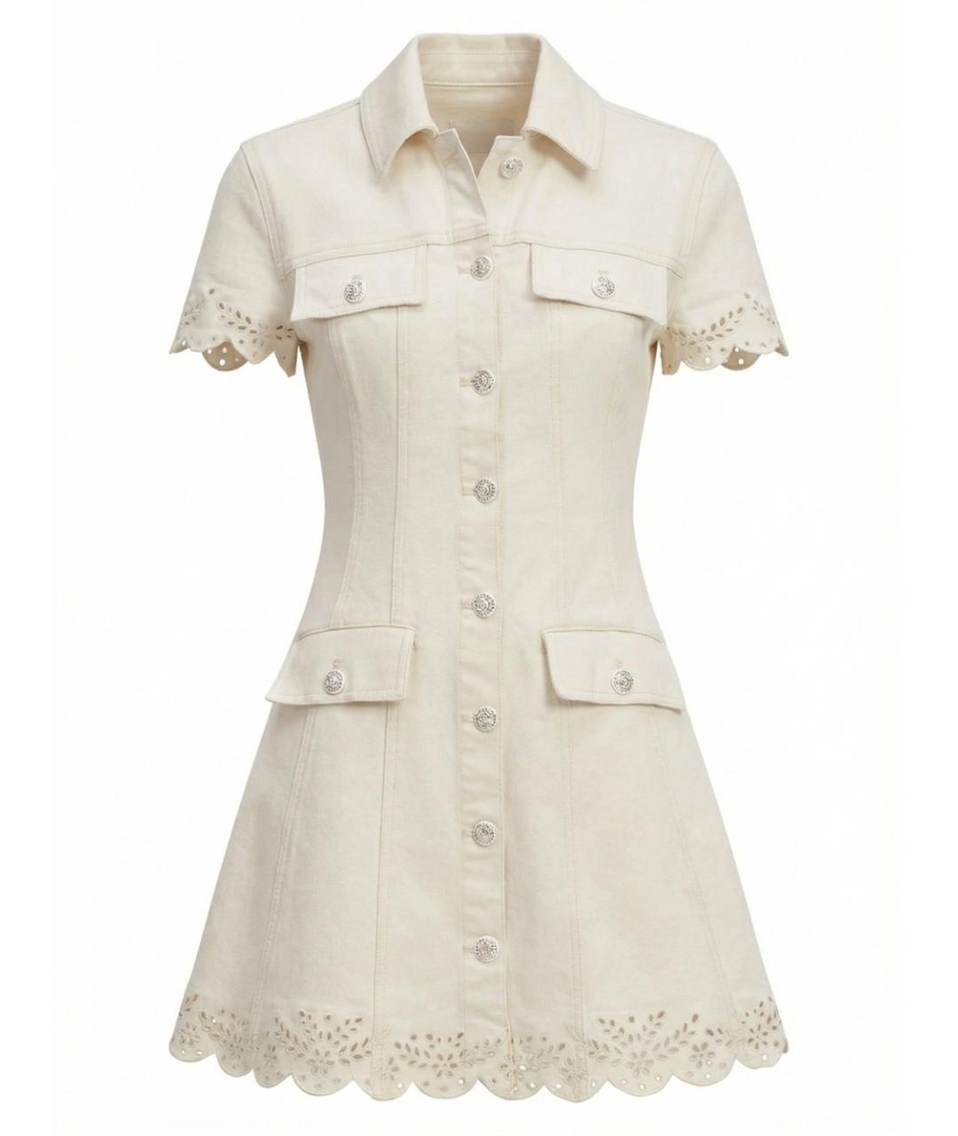 SELF-PORTRAIT Бежевое хлопковое повседневное платье, фото 1