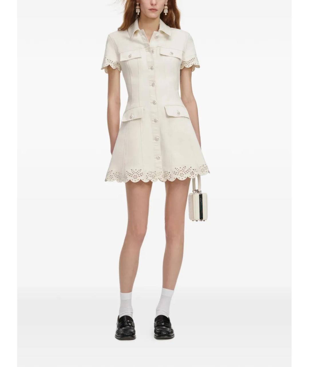 SELF-PORTRAIT Бежевое хлопковое повседневное платье, фото 4