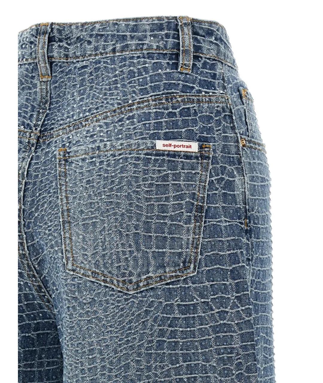 SELF-PORTRAIT Синие хлопковые прямые джинсы, фото 5