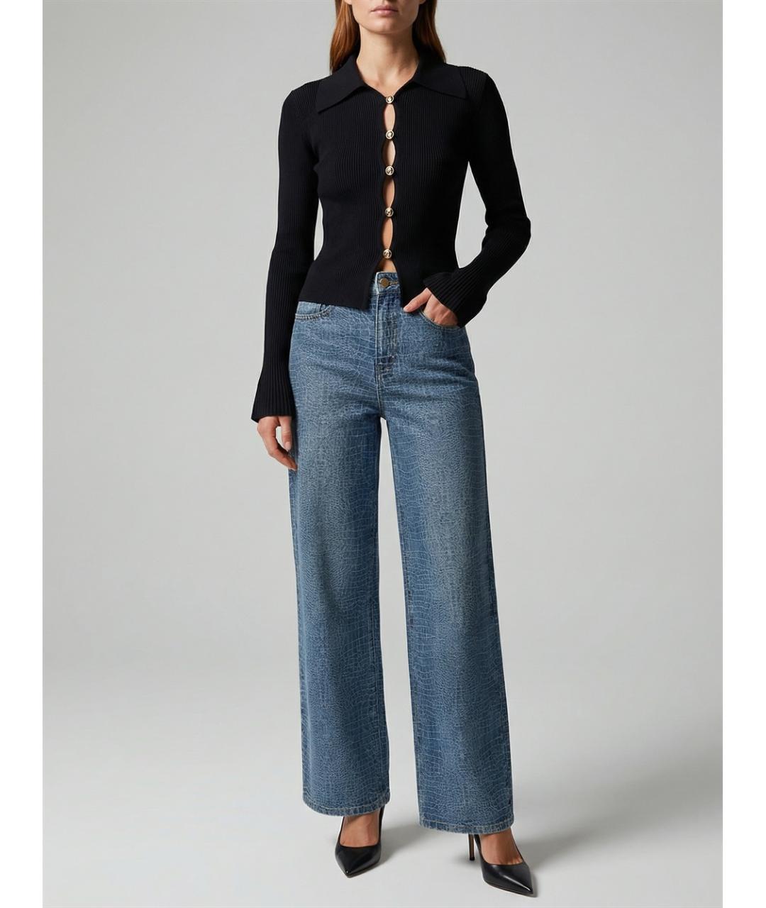 SELF-PORTRAIT Синие хлопковые прямые джинсы, фото 2