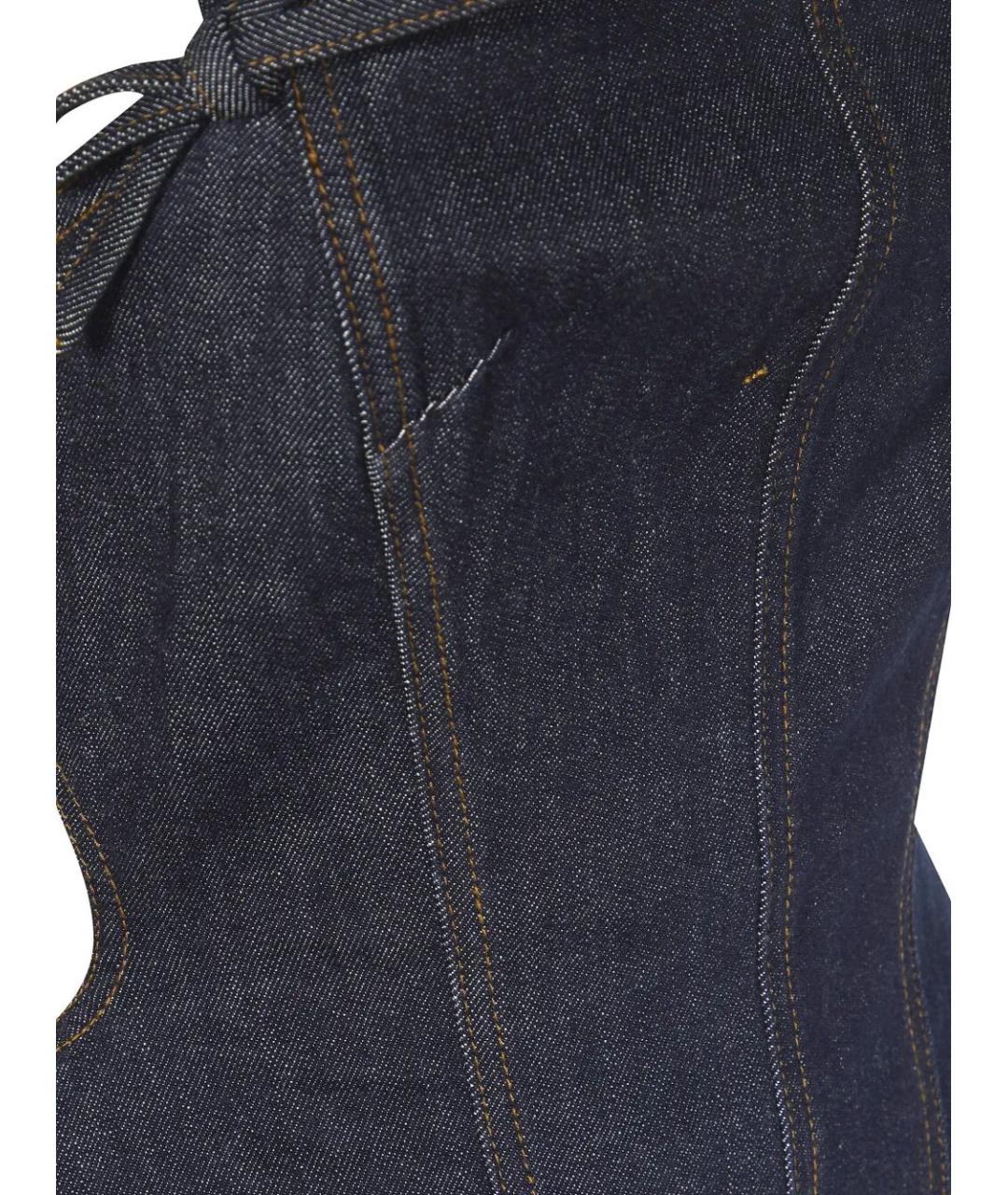 SELF-PORTRAIT Синее хлопковое повседневное платье, фото 4