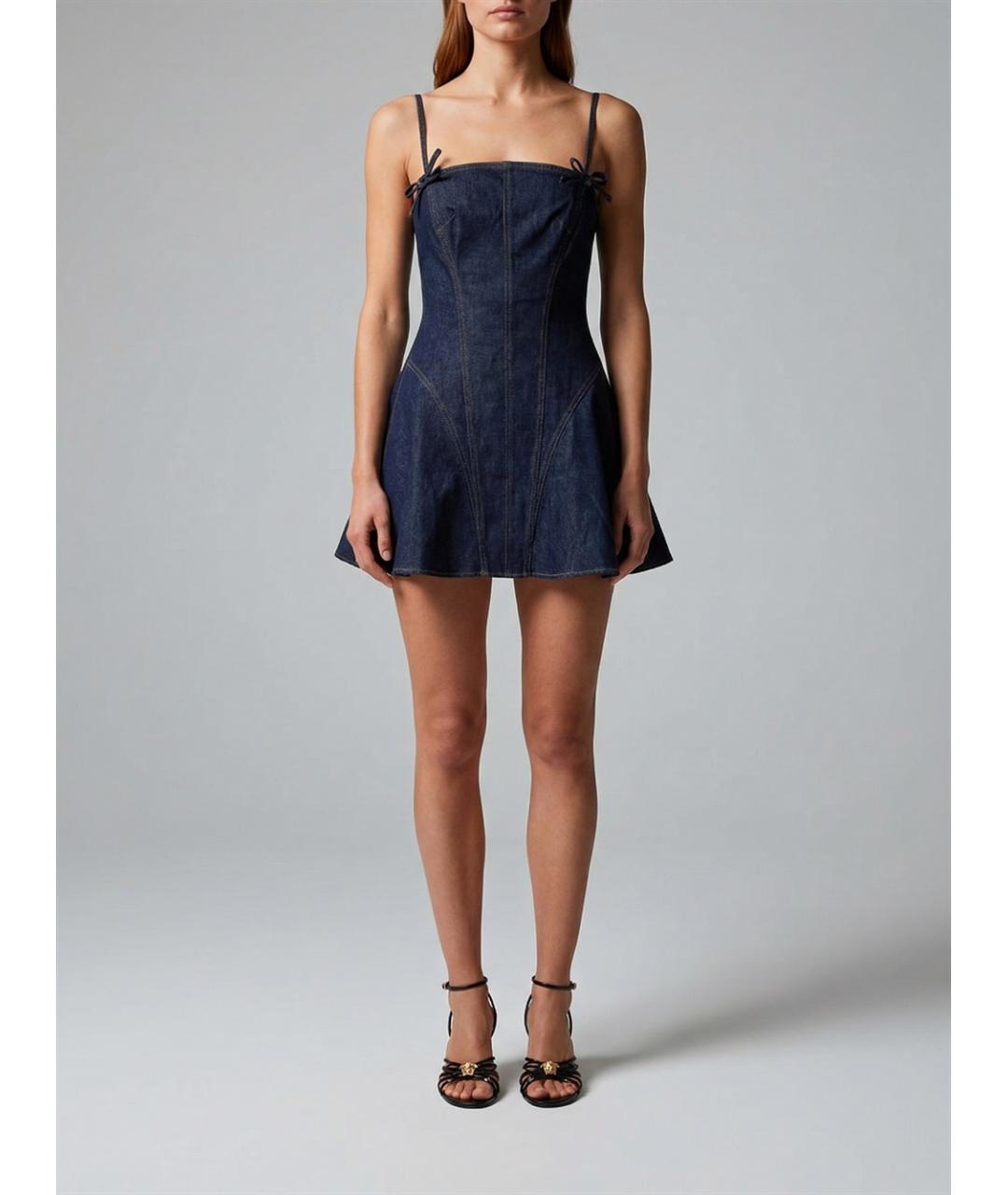 SELF-PORTRAIT Синее хлопковое повседневное платье, фото 2