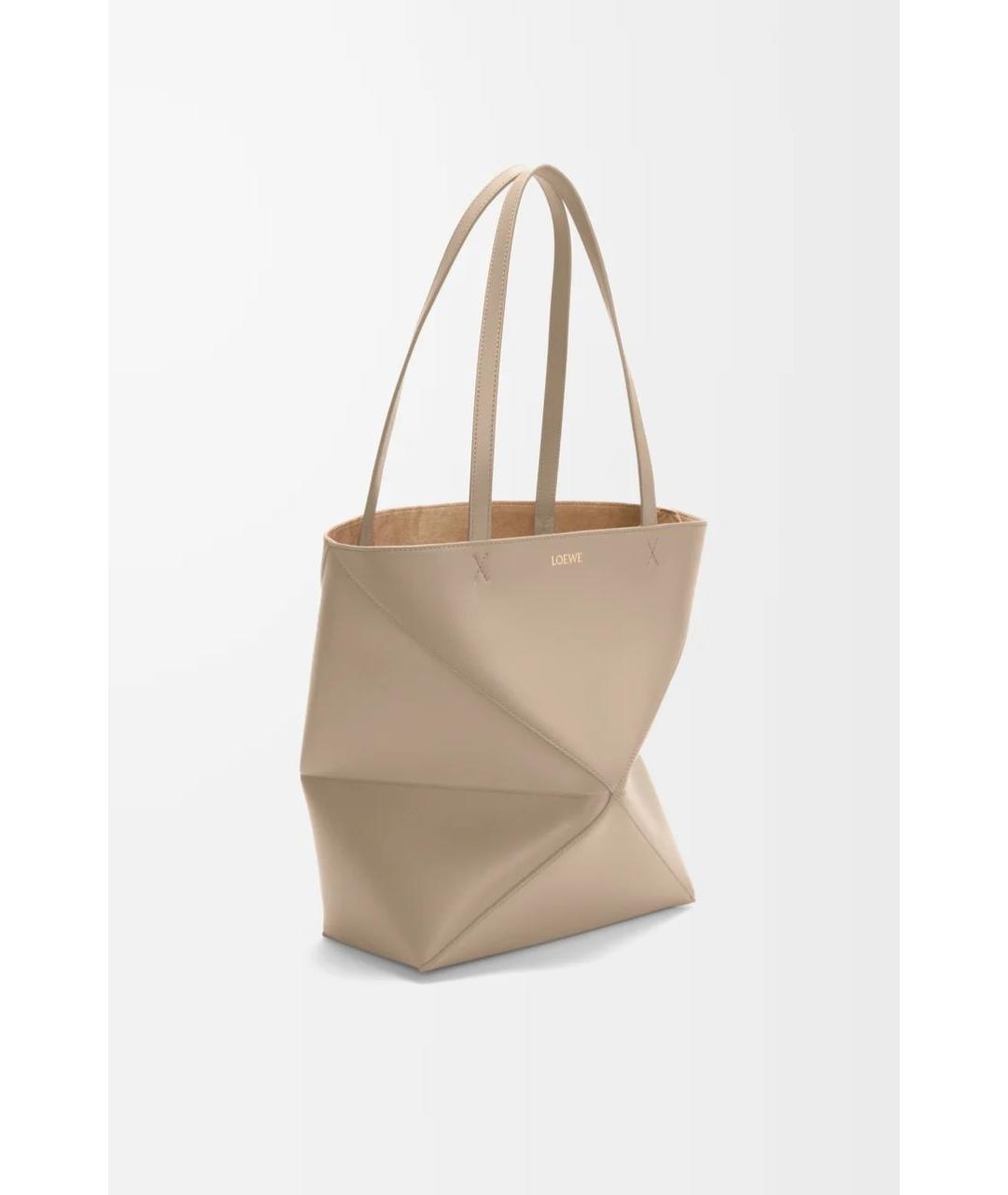 LOEWE Бежевая кожаная сумка тоут, фото 2