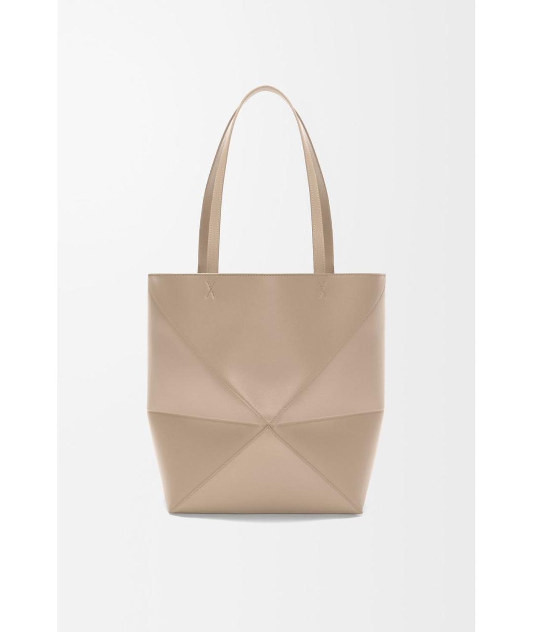 LOEWE Бежевая кожаная сумка тоут, фото 5