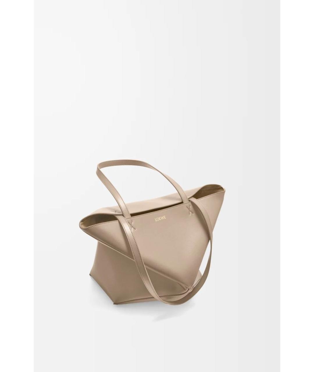 LOEWE Бежевая кожаная сумка тоут, фото 3